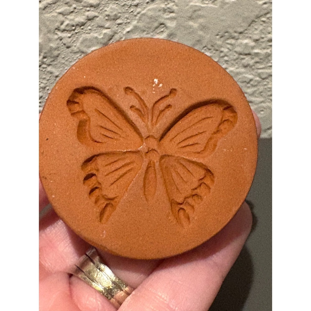 VTG Terracotta Butterfly Cookie or Craft Stamp Press 2" Rycraft JBK Used